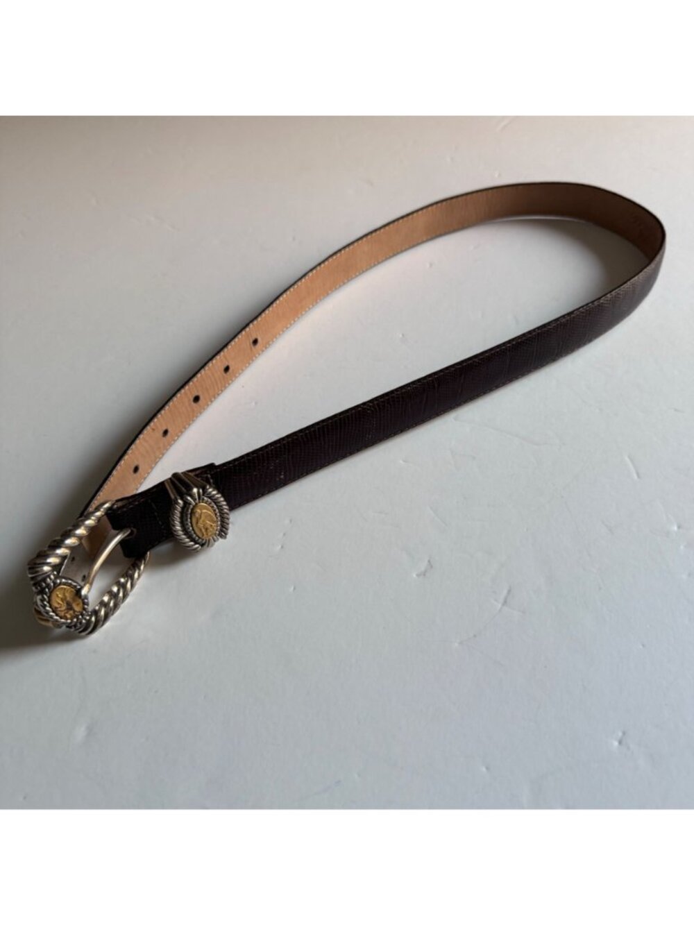 Brighton Brown Leather Belt Museum Collection M 37809 Sphinx Pegasus Vintage 90s - Picture 14 of 16